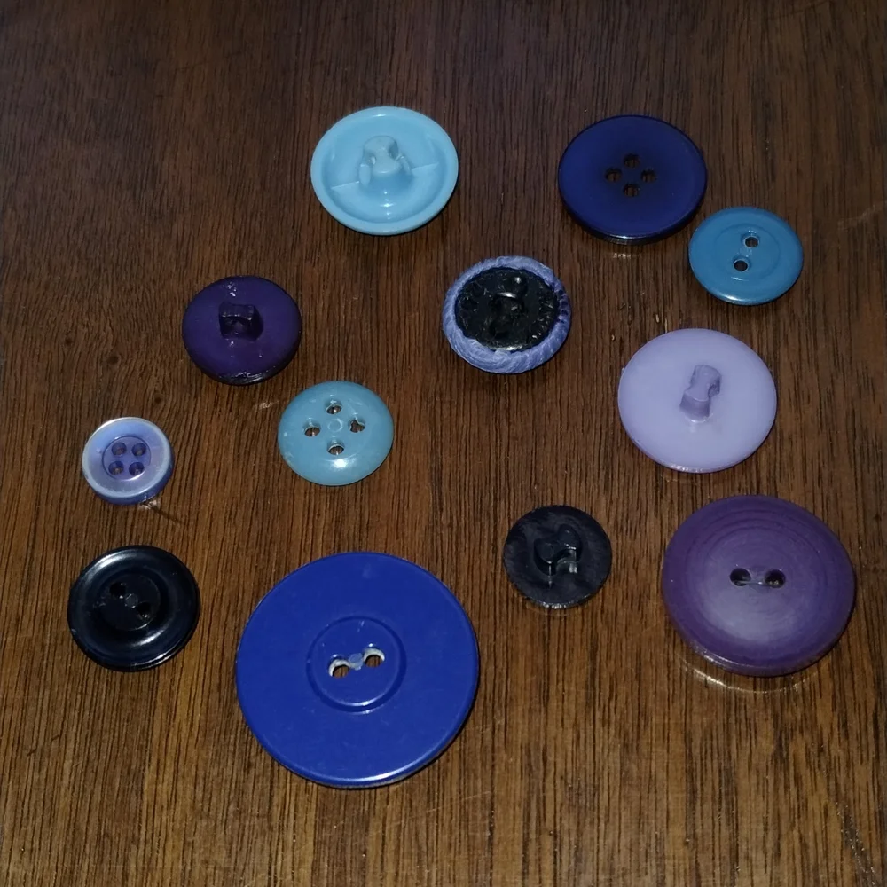 Assorted Blue and Purple Buttons